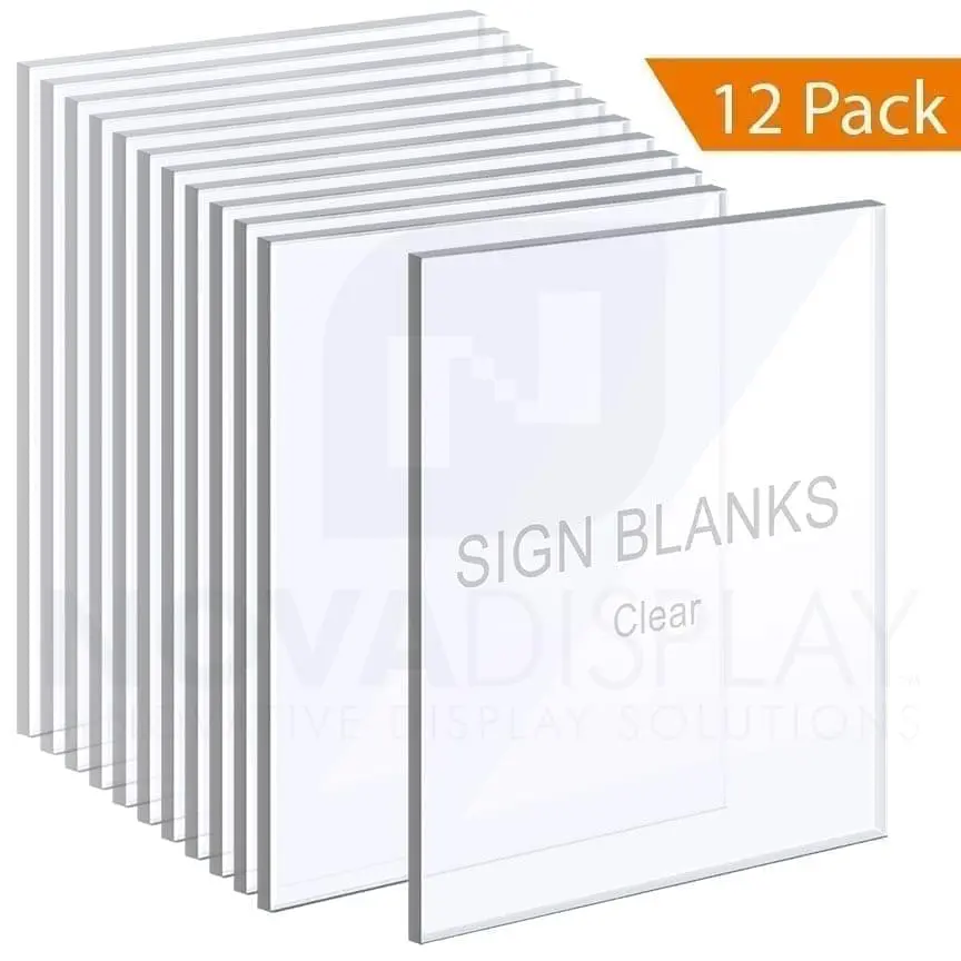 1/4″ Clear Acrylic Sign Blanks without Holes – Polished Edges