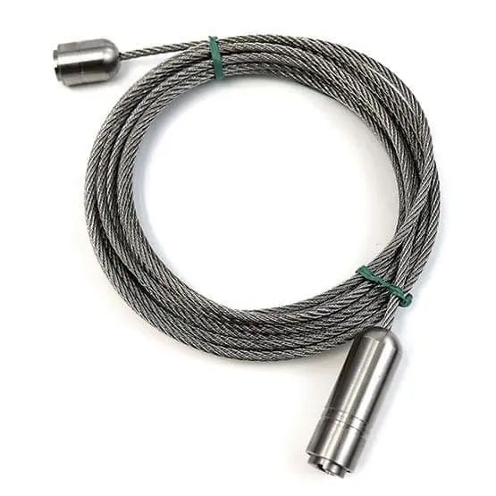 4.0M (13′ 1-1/2″) Long 3mm (1/8″) Diameter Cable with Ceiling-to-Floor Fixings (#303 Stainless Steel)