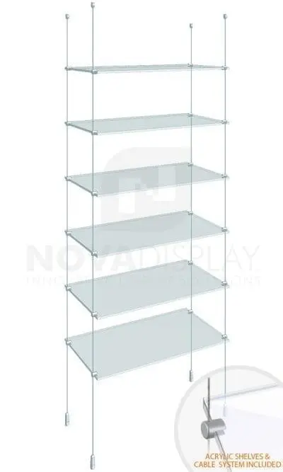 KSI-006PLEX Cable Suspended Acrylic Shelving Display Kit