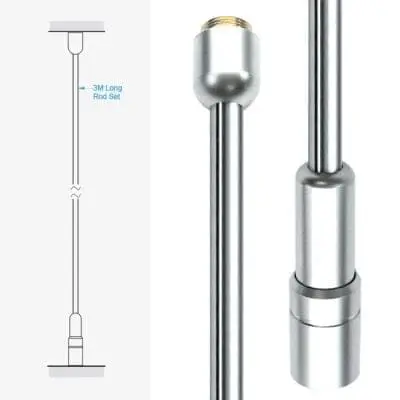 Ceiling-to-Floor Fixing Kit with Two 1.5M Long Rods — 3M (9’ 10”) Length | Nova Display Systems