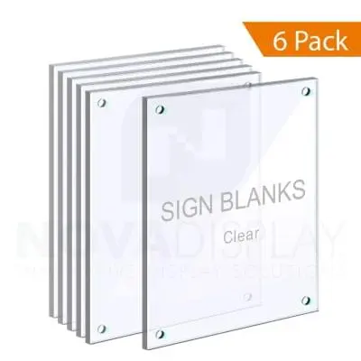 1/4" Clear Acrylic Sign Blanks – with HOLES for M10 STUDS / QTY 6