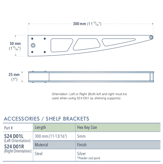 Specifications for 524-D01