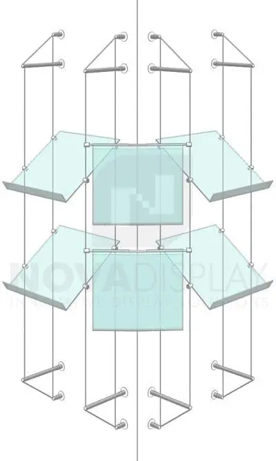 KPI-236_Easy-Access-Poster-Holder-Display-Kit-with-shelves-cable-suspended