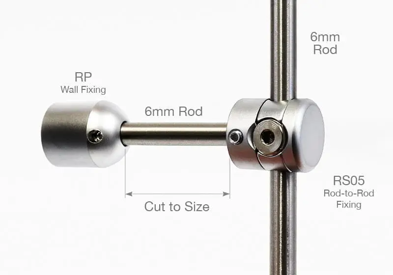 FIXING WITH ROD SUPPORT SINGLE FOR 6mm (1/4") DIA. RODS - Image 2