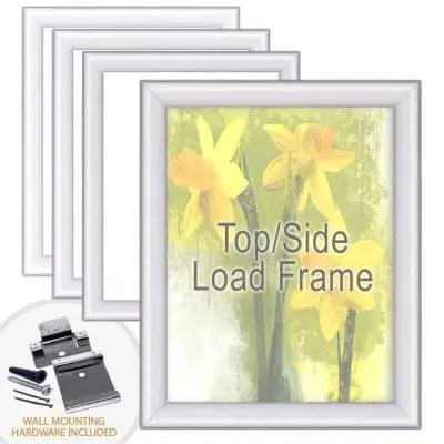 Aluminum Poster Frames with Top/Side Load Option for 1/8″ Thick Substrates / Round Frame Profile / 4 pcs