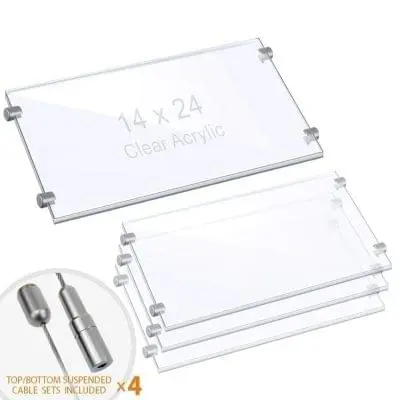 Cable Suspended 3/8″ Clear Acrylic Shelf Display with Laser-Cut Polished Edges
