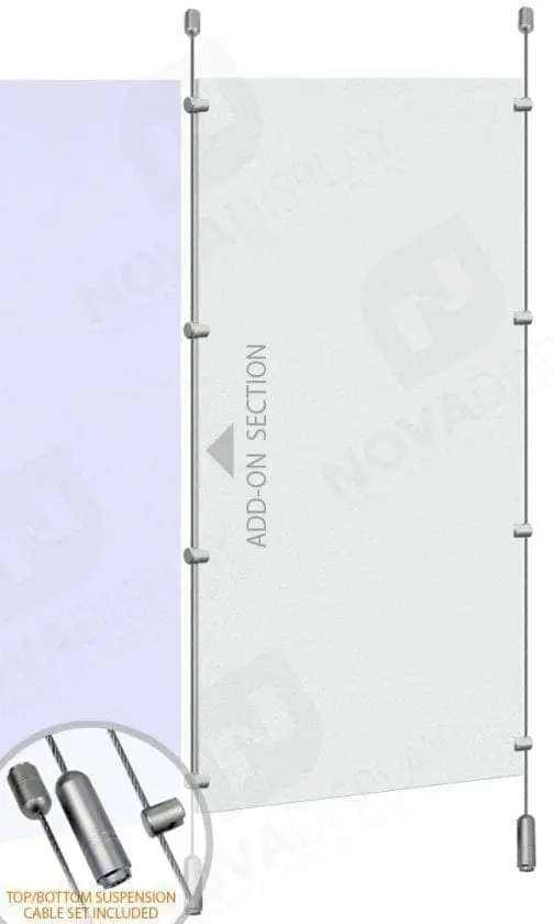 Cable Suspended Partition with Colorless/Frosted Acrylic Panel