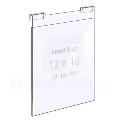 Impact-Resistant Hook-on Acrylic Pocket – Portrait. Insert Size: 12″W x 18″H