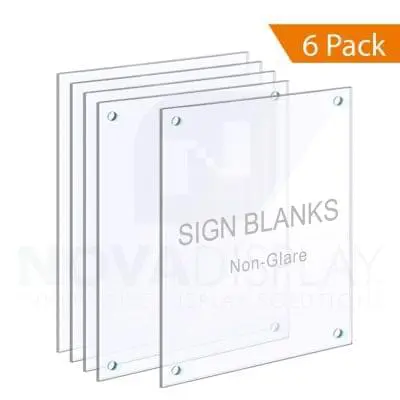 1/8" Non-Glare Acrylic Sign Blanks – with HOLES for M10 STUDS / QTY 6