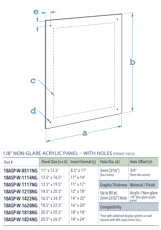 Specifications for 18ASP-MEDIUM-NG-M4