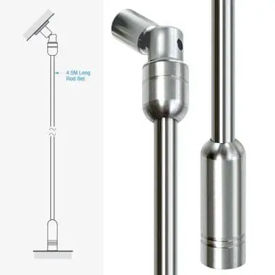 Ceiling-to-Floor Adjustable Fixing Kit with 10mm Rods — Stainless Steel | Nova Display Systems