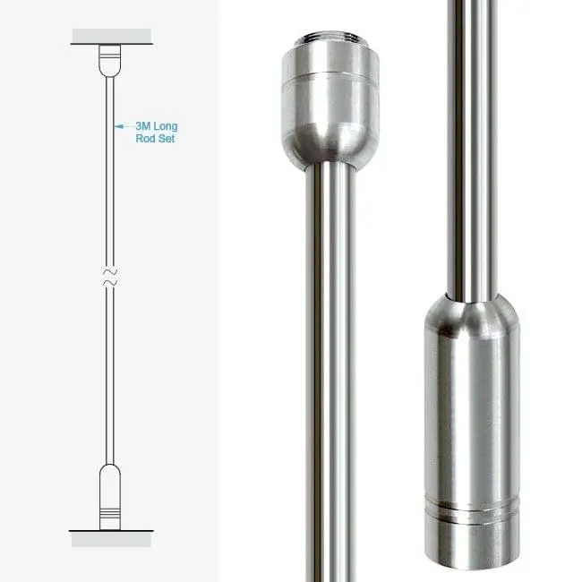 Ceiling-to-Floor Fixing Kit with 10mm Rods — Stainless Steel | Nova Display Systems