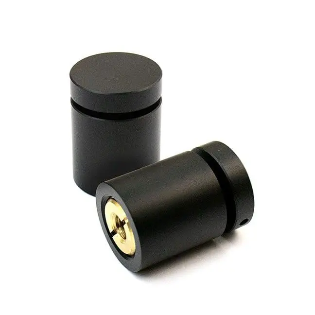 3/4″ Dia. x 3/4″ Aluminum Sign Support (3-Part Standoff with M6 Stud-Cap) / Satin Black Finish