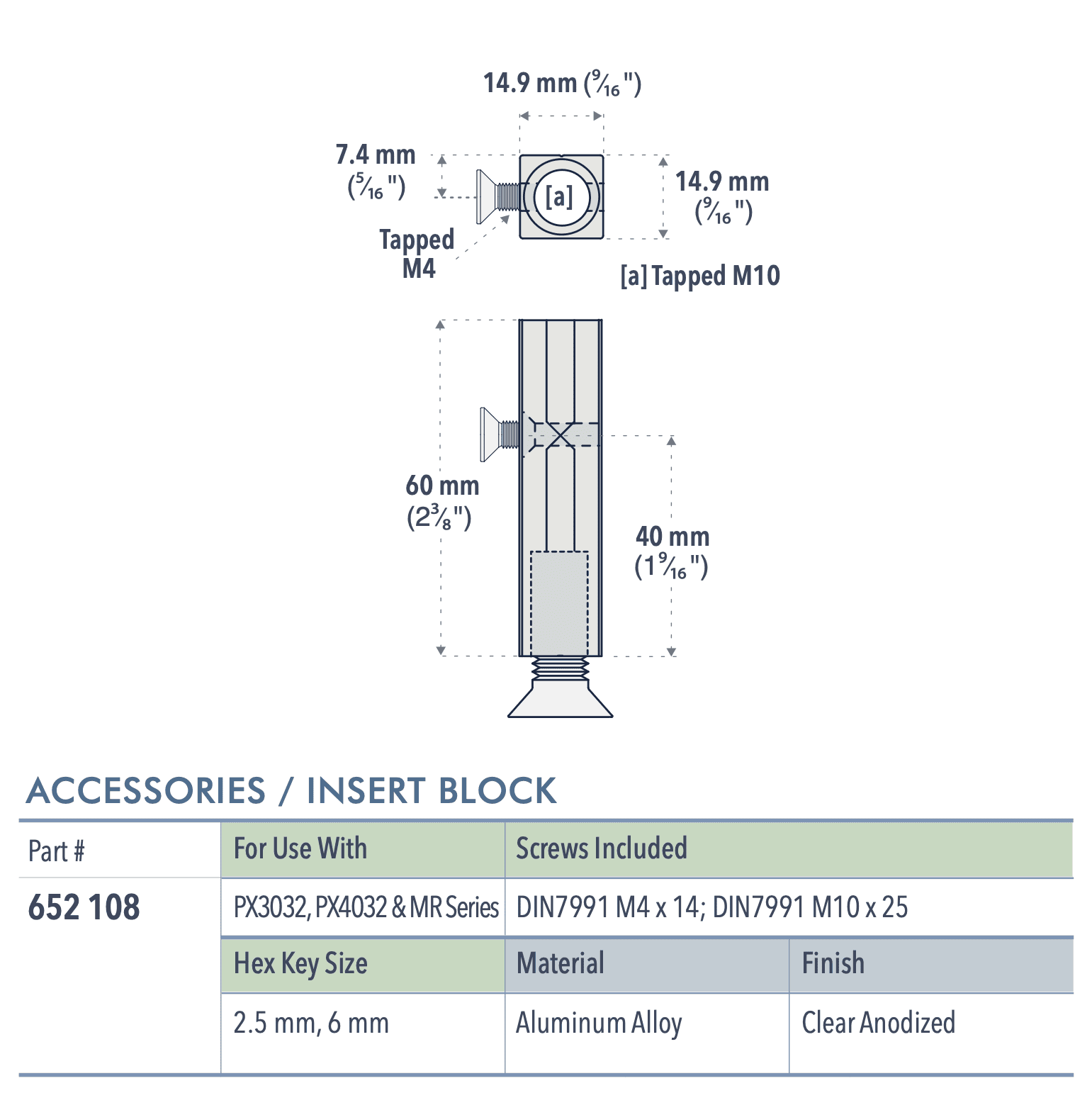 Specifications for 652-108