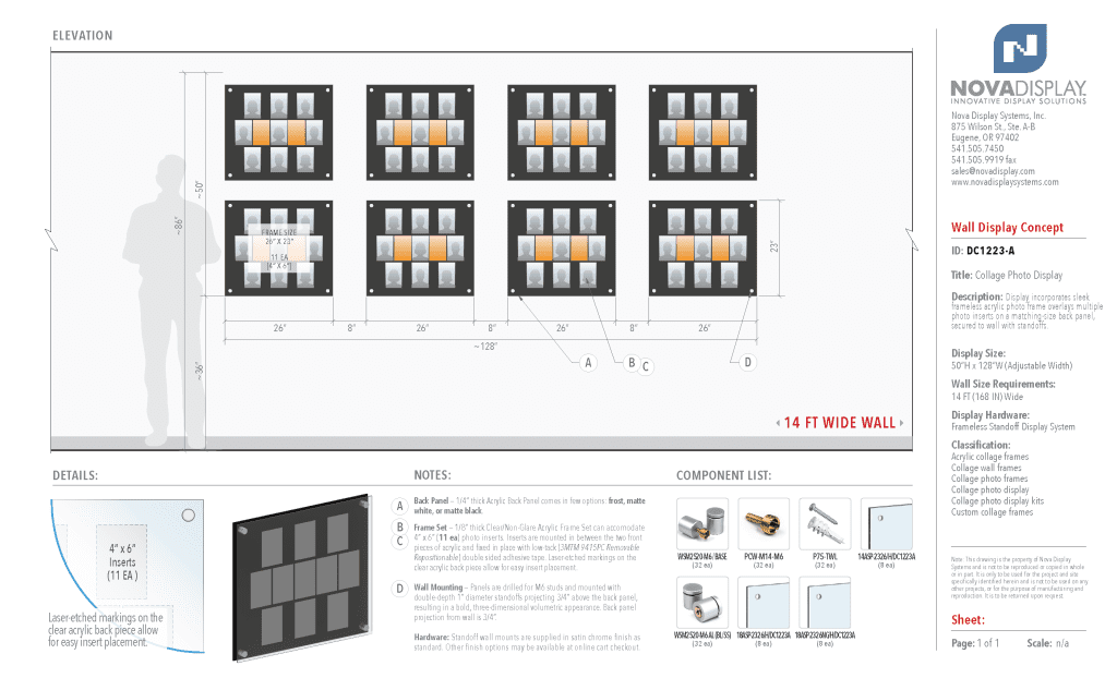 DC1223-A Collage Photo Wall Display Concept with Frameless Acrylic Frames