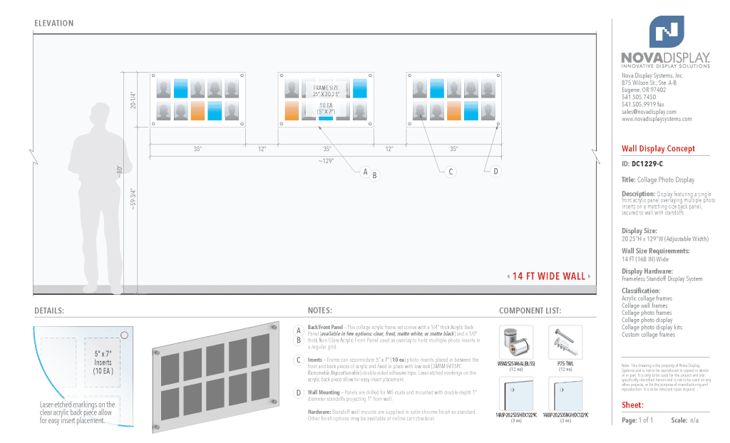 DC1229-C Collage Photo Wall Display Concept with Frameless Acrylic Frames