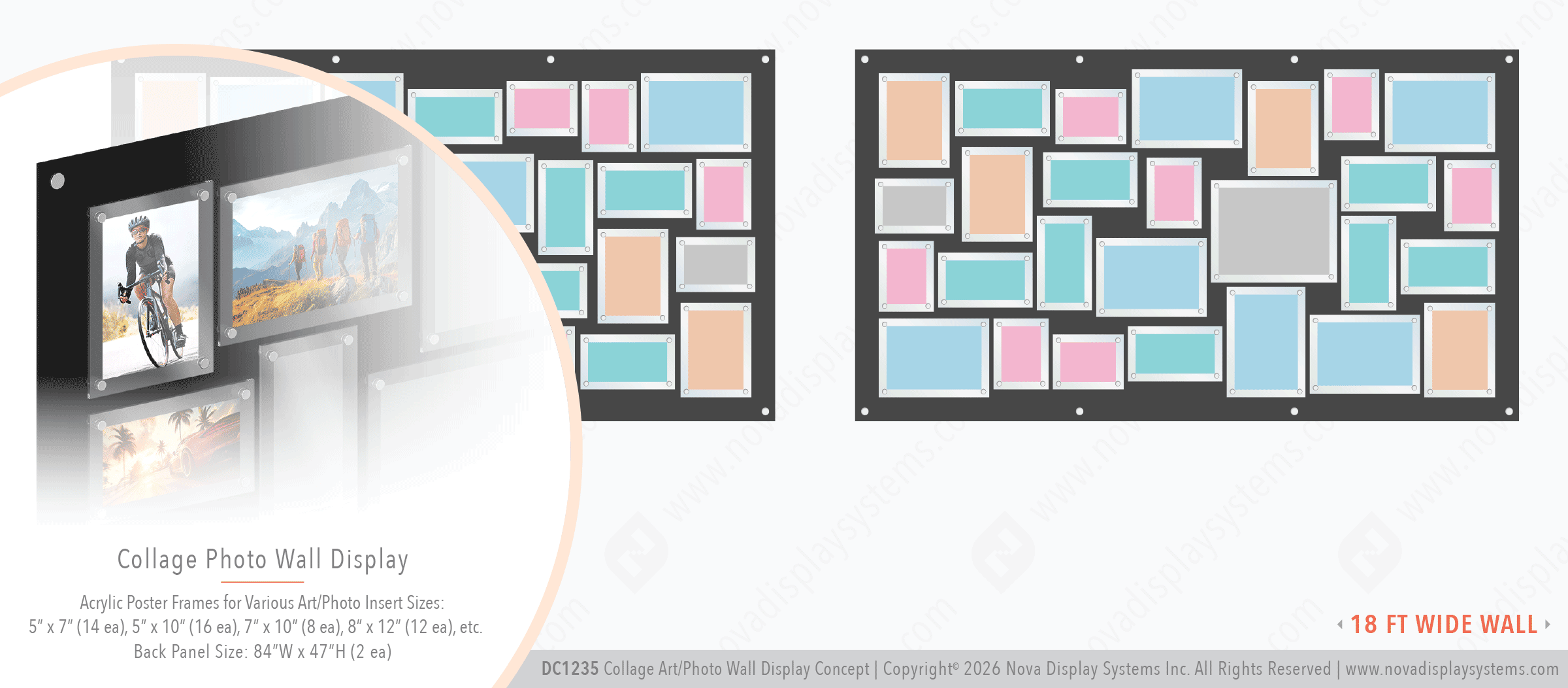 DC1235 Collage Art/Photo Wall Display Concept with Frameless Acrylic Frames