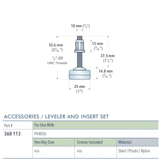 Specifications for 368-113