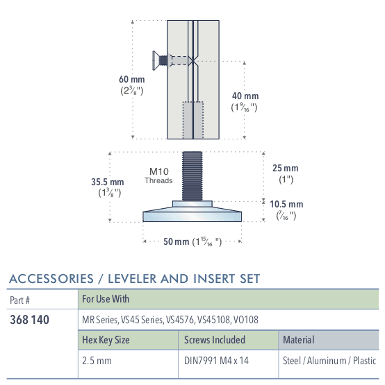 Specifications for 368-140