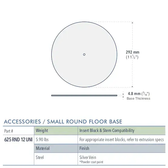 Specifications for 625RND12-UNI