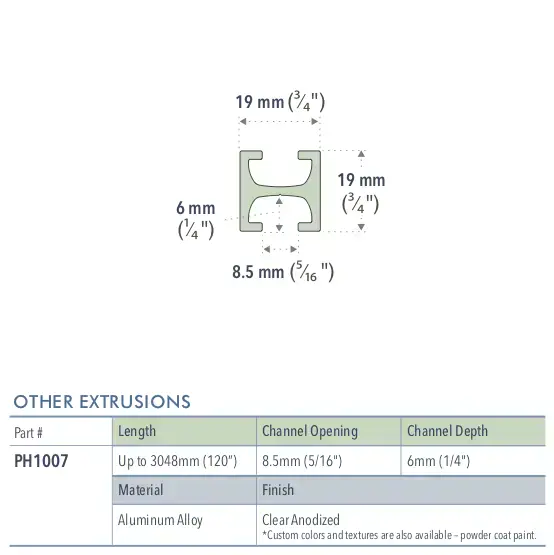 Specifications for PH1007/72/L