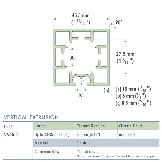 Specifications for VS45-1/-/L/C