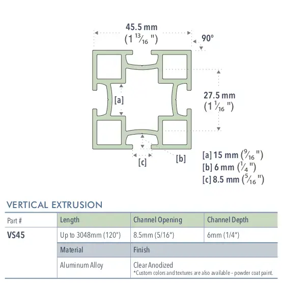 Specifications for VS45
