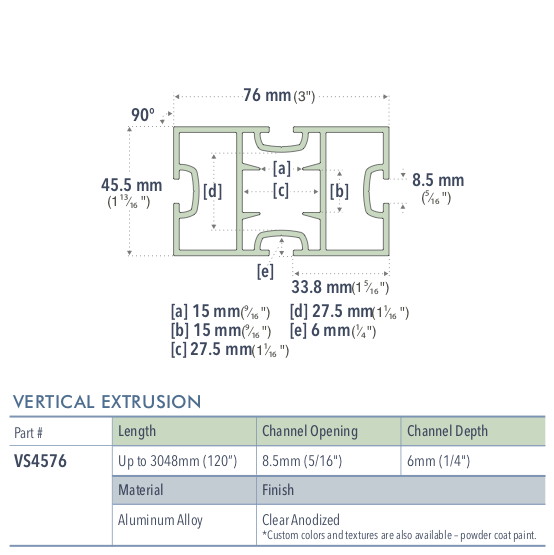 Specifications for VS4576/72/L