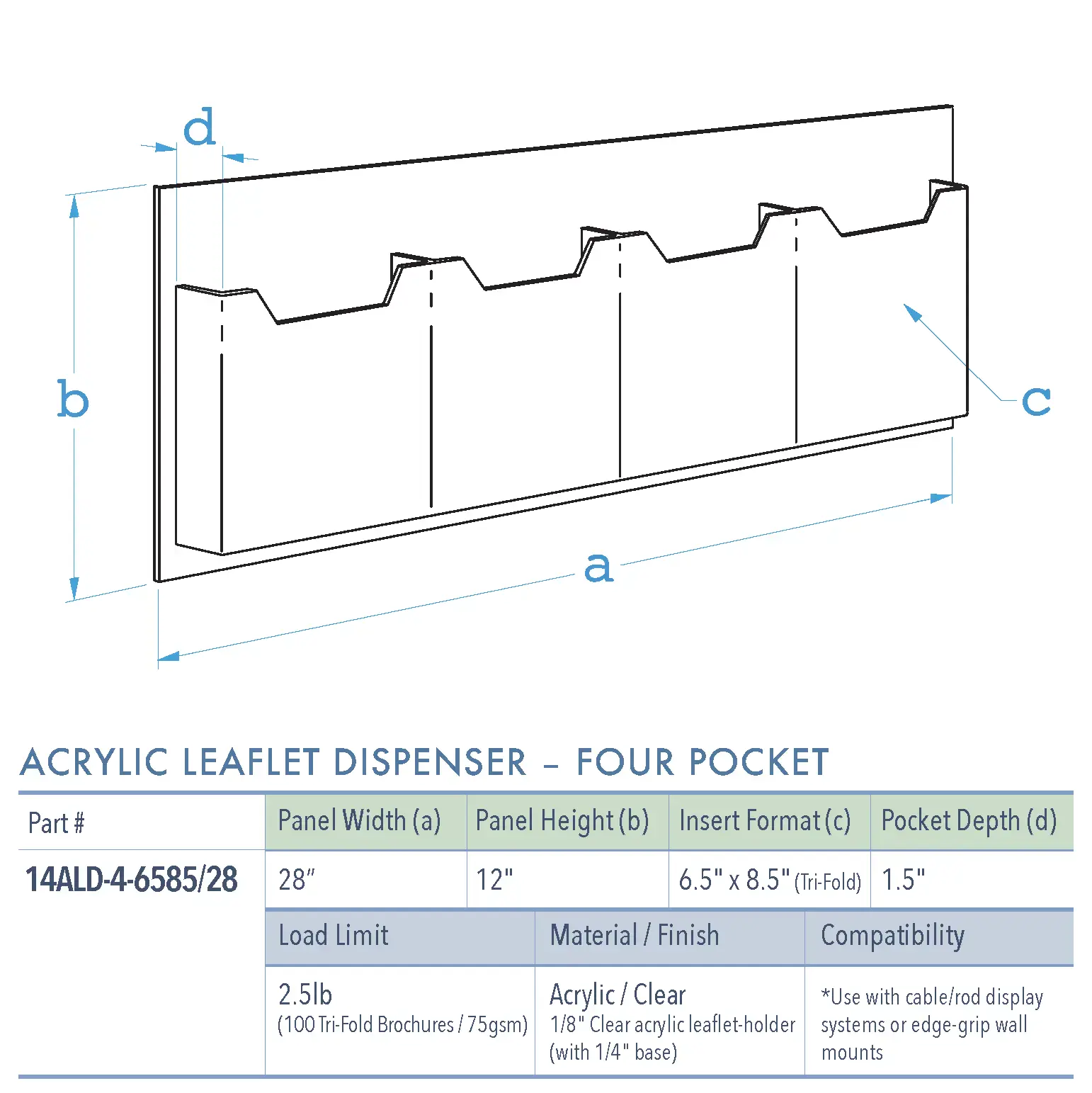 Specifications for 14ALD-4-6585P-28