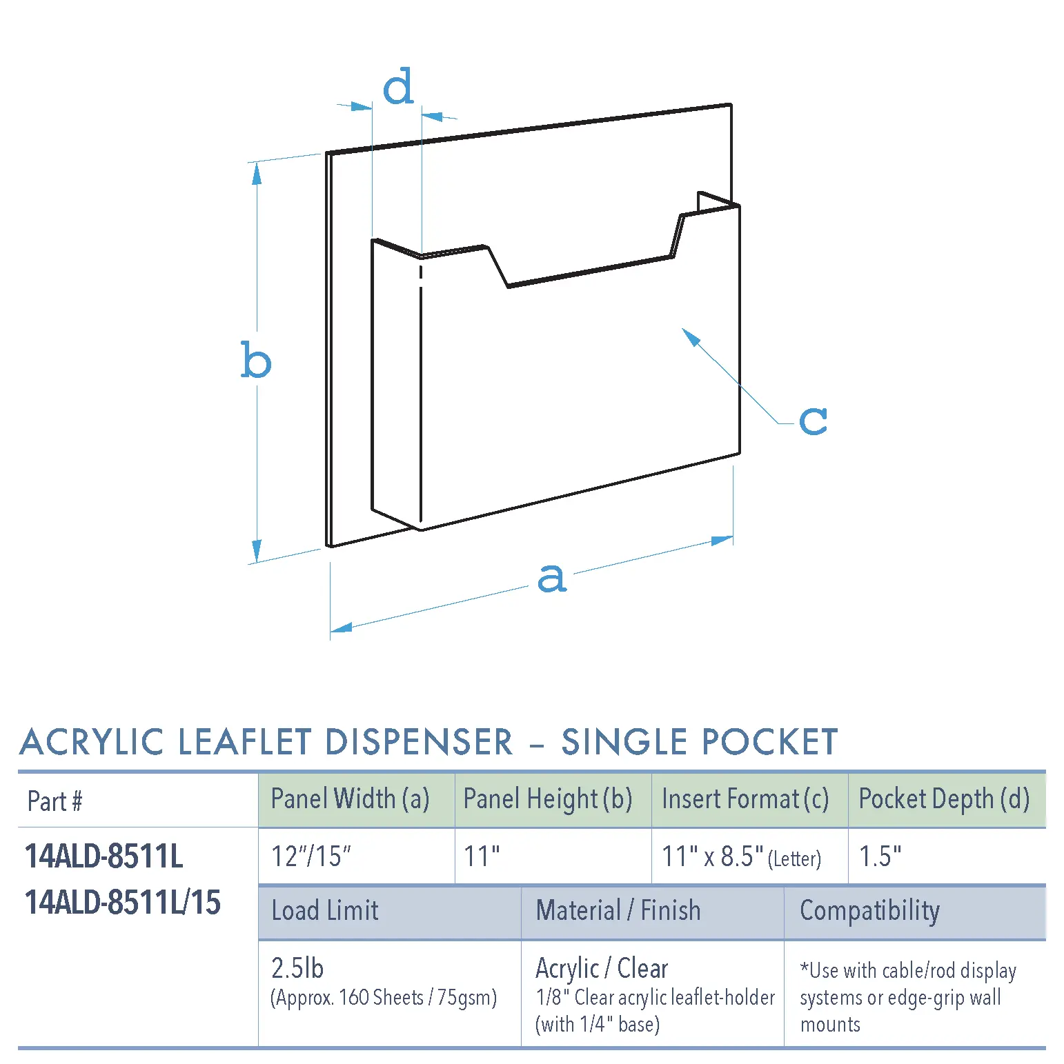 Specifications for 14ALD-8511L-1215