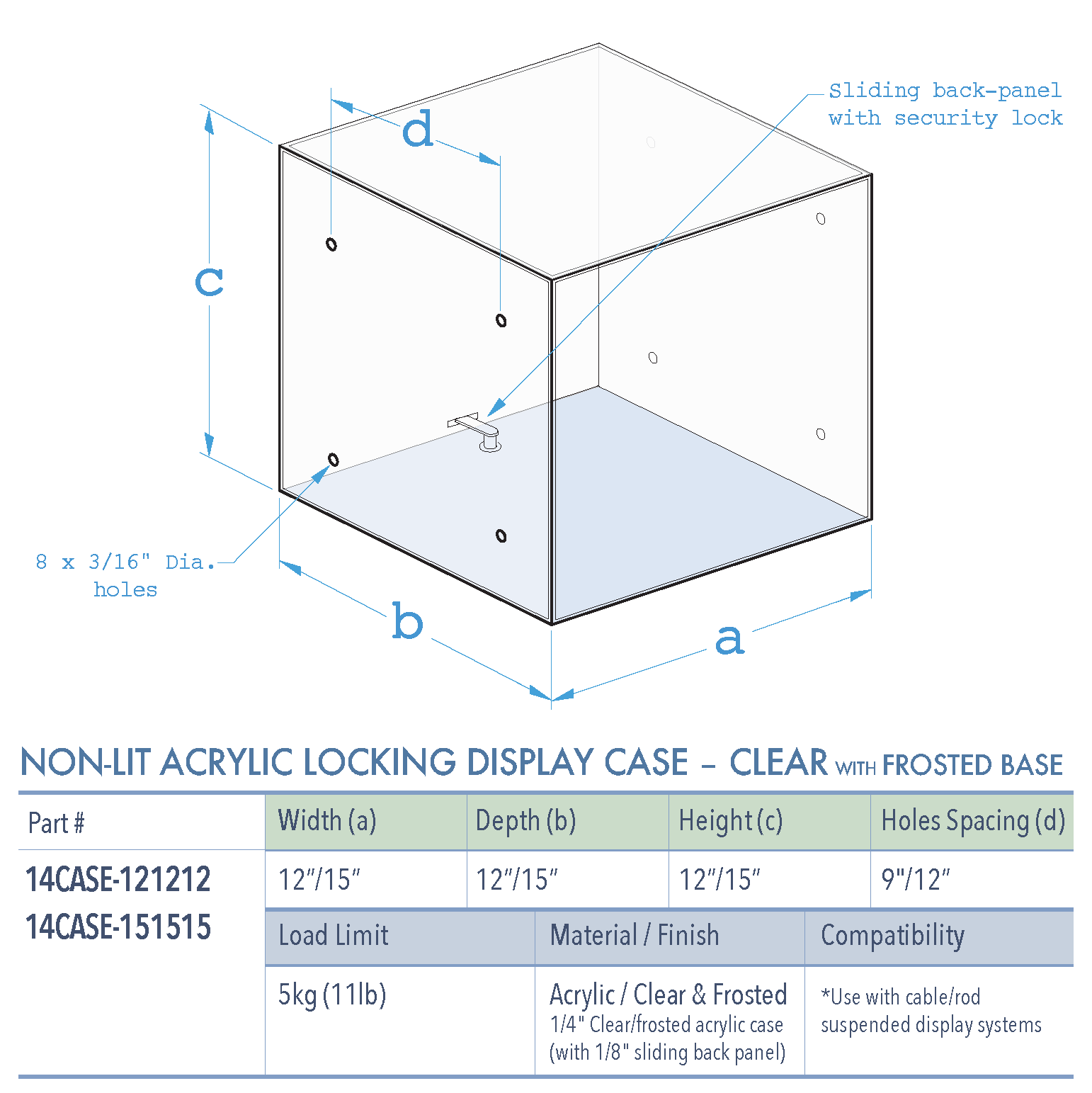 Specifications for 14CASE-FROSTED-BASE