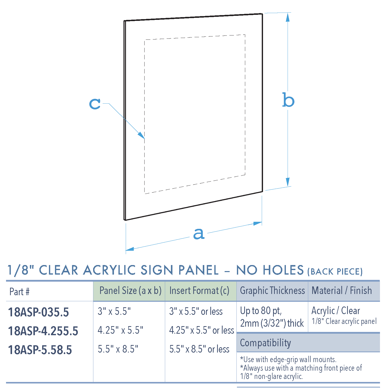 Specifications for 18ASP-PANEL SM