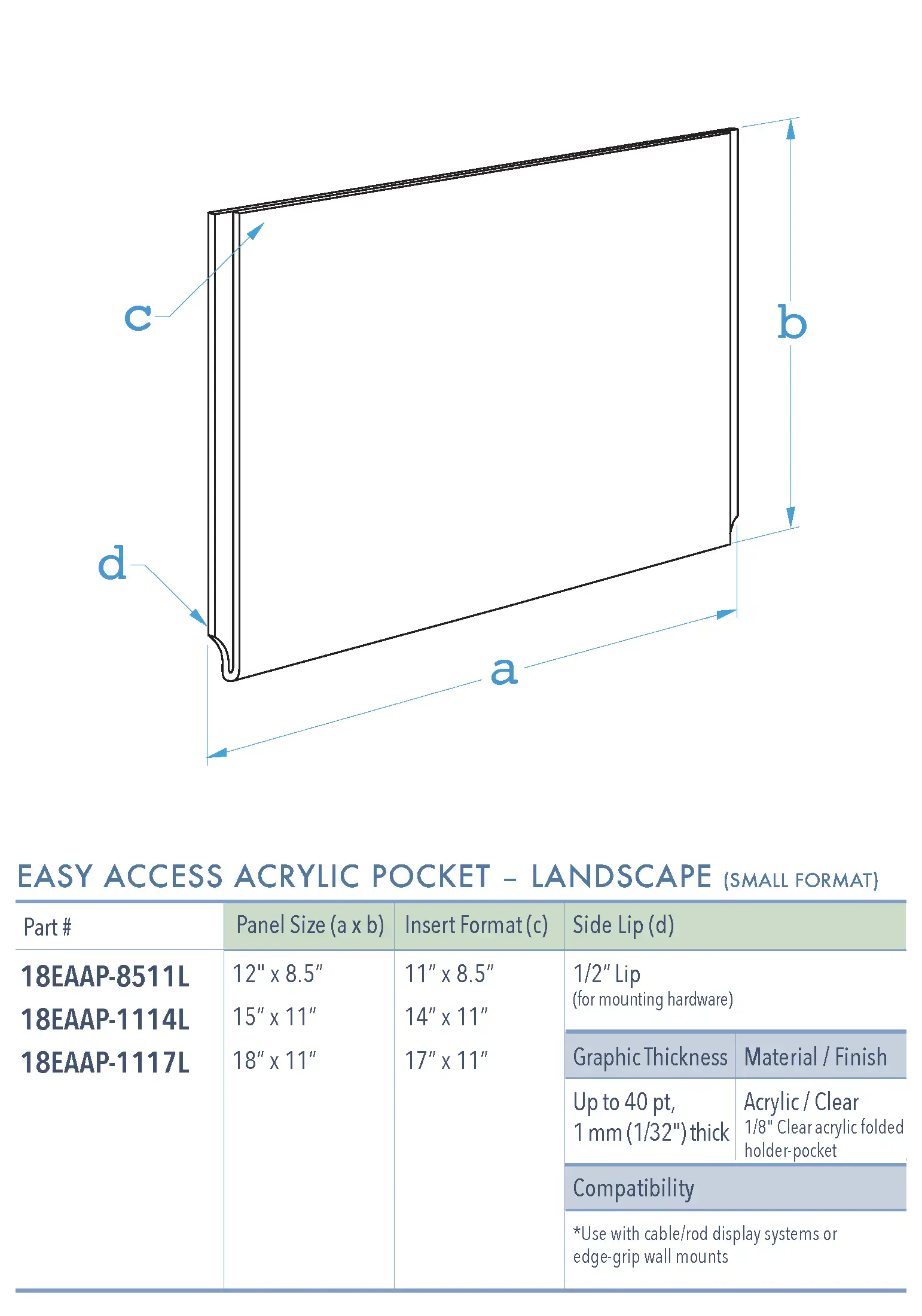 Specifications for 18EAAP-INSERT-LANDSCAPE-SM