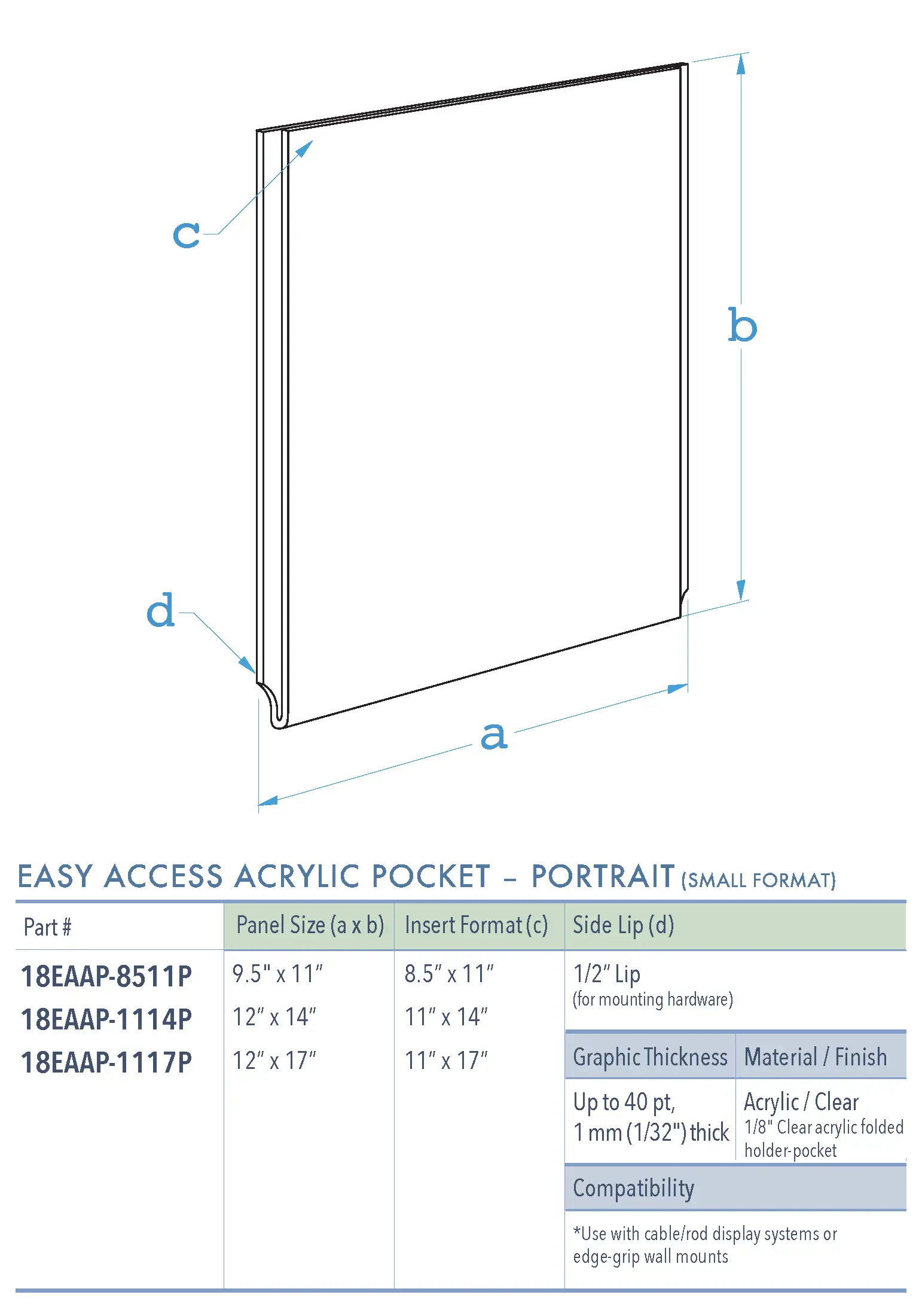 Specifications for 18EAAP-INSERT-PORTRAIT-SM