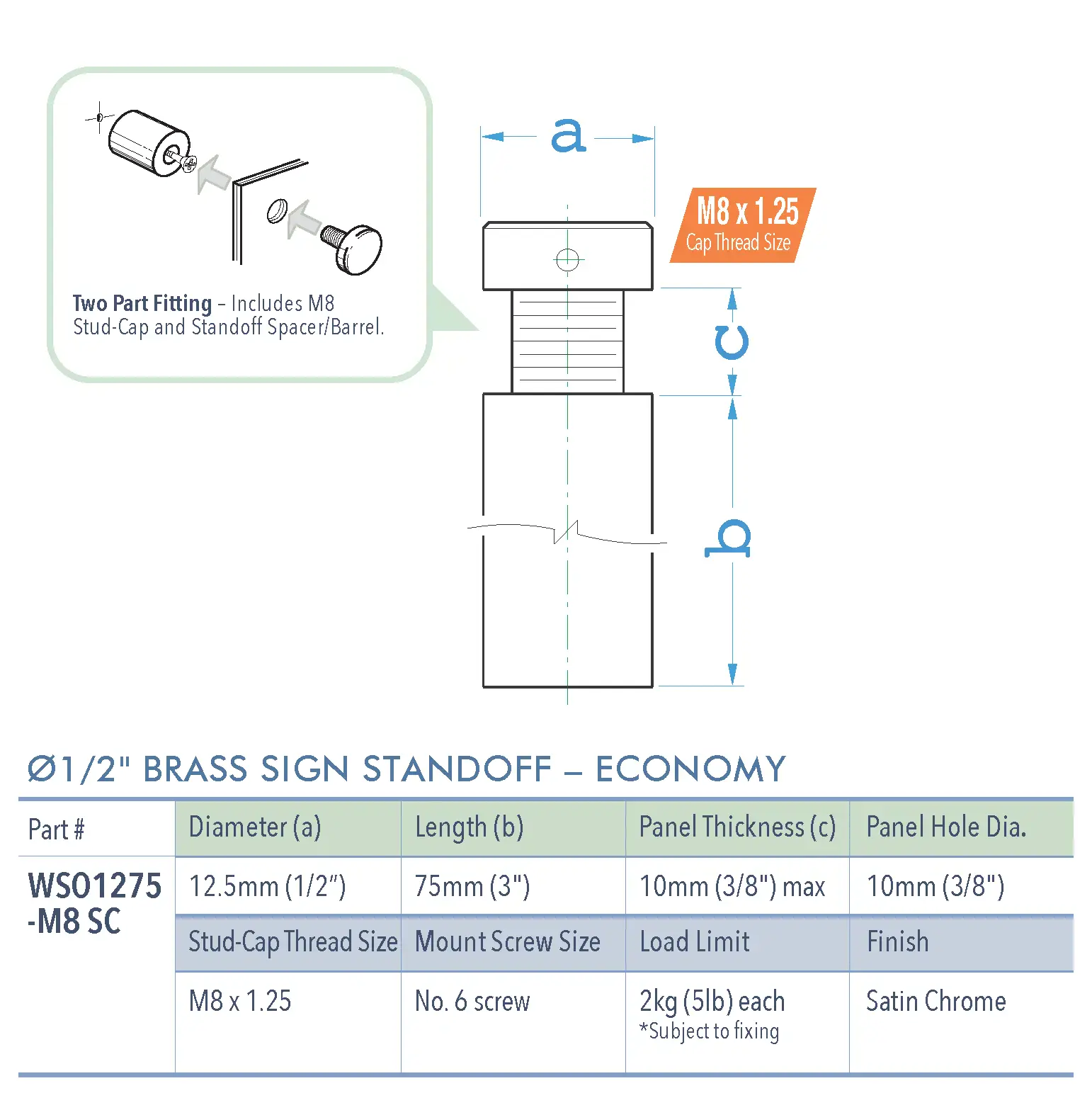 Specifications for WSO1275-M8-SC