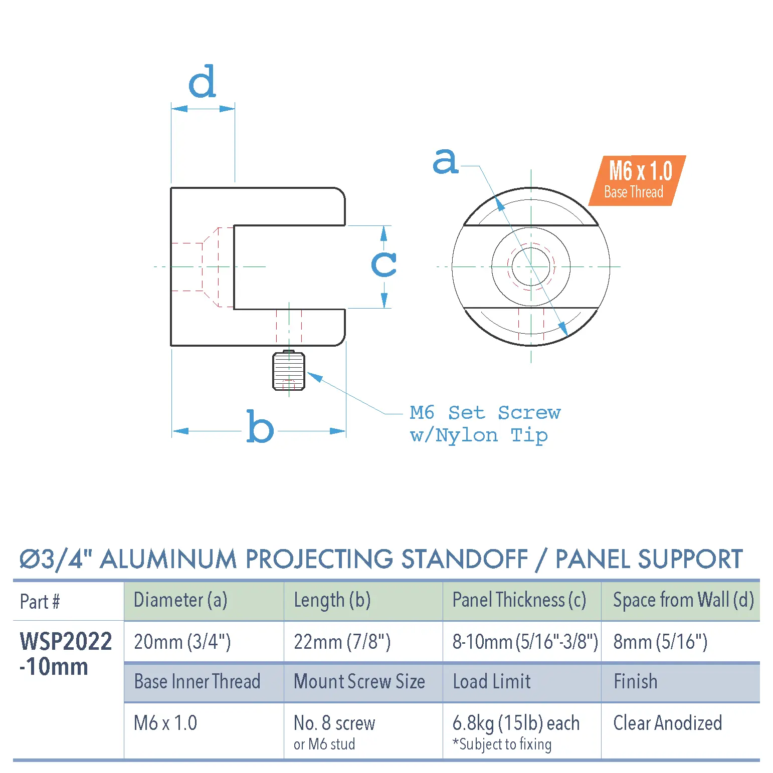 Specifications for WSP2022-10mm-AL