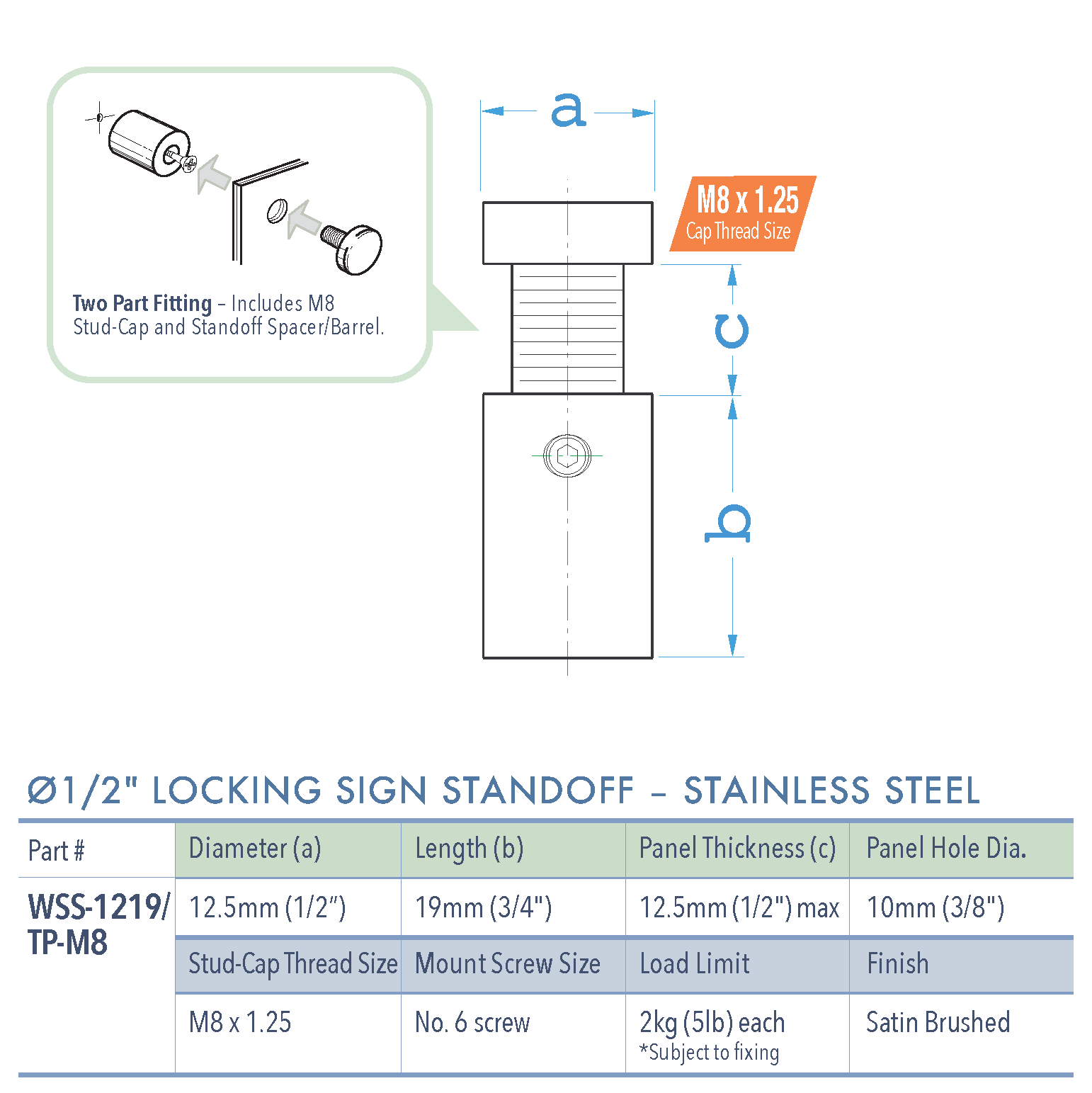 Specifications for WSS-1219-TP-M8