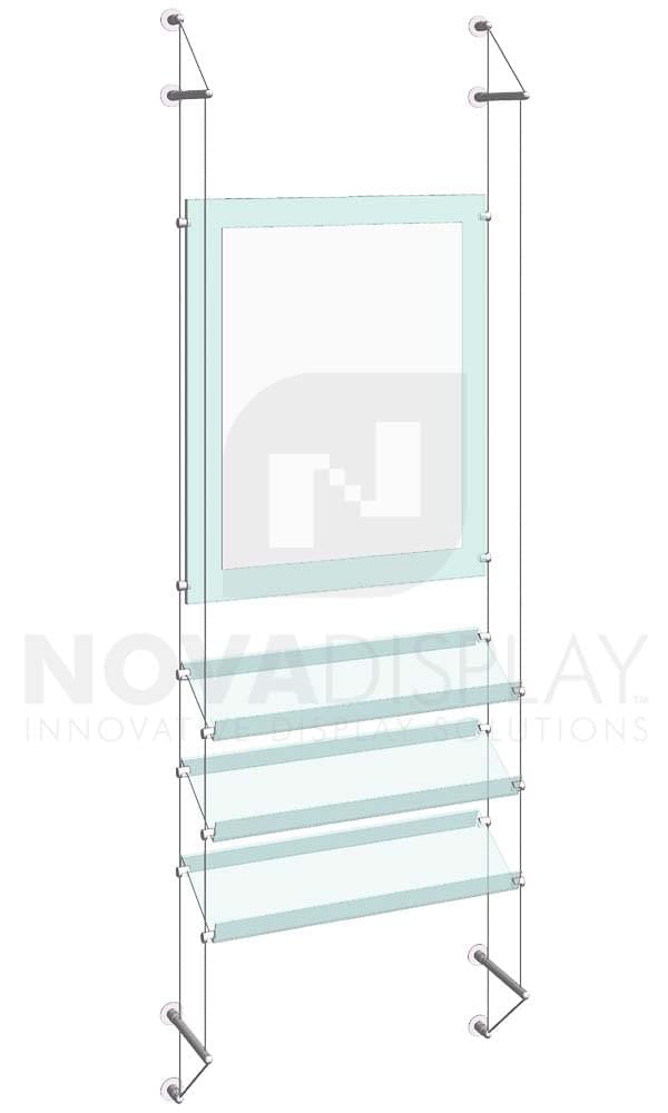 Cable Suspended Easy Access Acrylic Poster Display and Sloped Shelf Kit  #KPI-234 