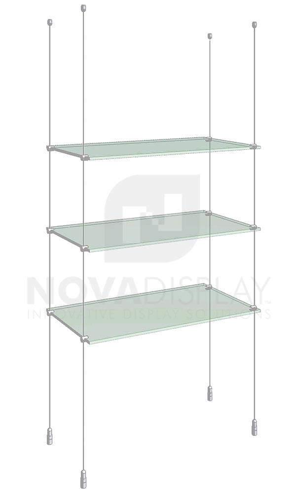 Cable System Shop Window Display 3 x Glass look Acrylic Shelves 595 x 280 x 6mm