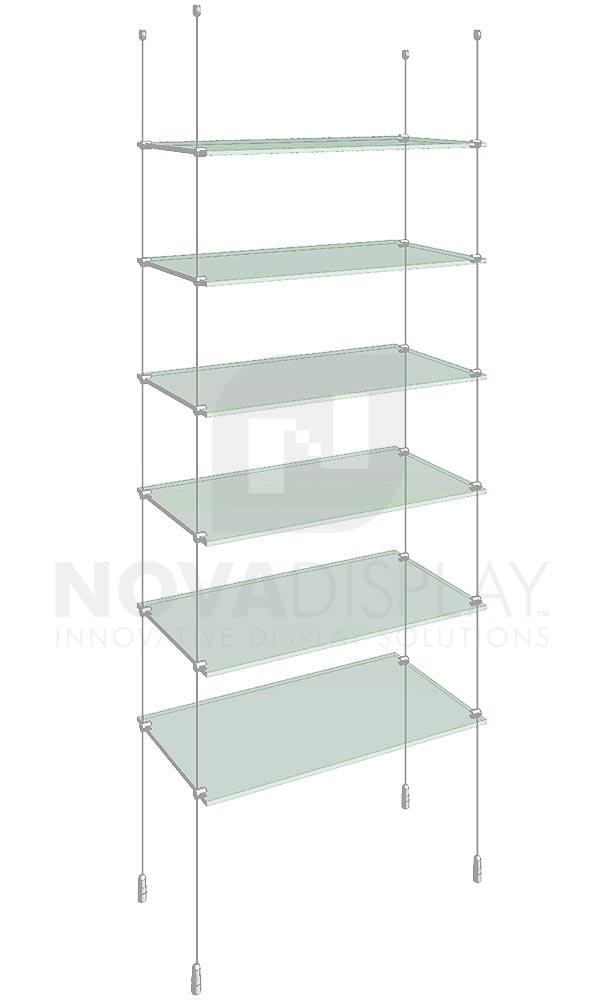 Cable Suspended Glass Shelves Display, Rod Suspended Glass Shelves From Ceiling