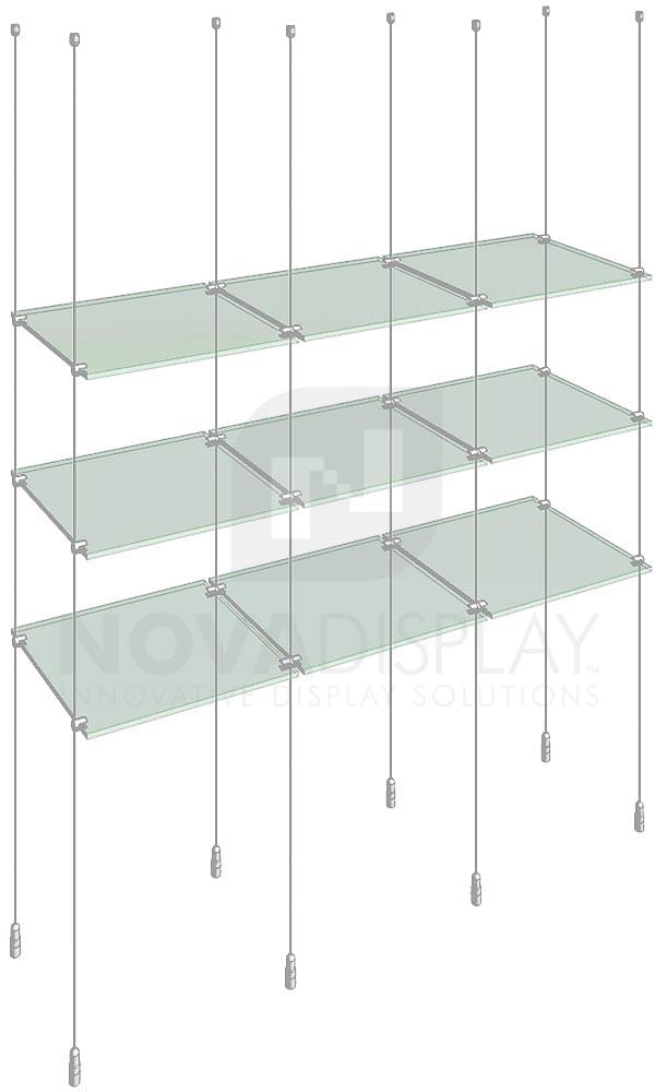 DS230/3 4x Acrylic Shelves Window & Cable Suspended Shelving Kit 600mm x 200mm 