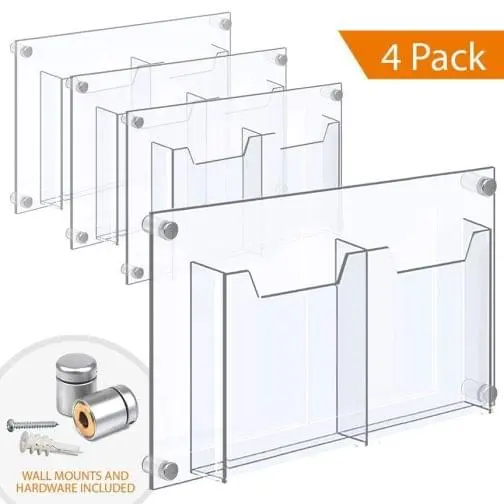1/8″ Clear Acrylic Leaflet Dispenser / Literature Holder – Treble Pocket