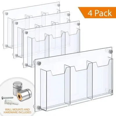 1/8″ Clear Acrylic Leaflet Dispenser / Literature Holder – Treble Pocket