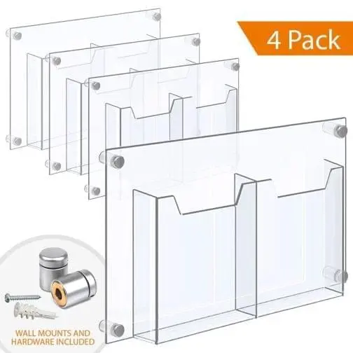 1/8″ Clear Acrylic Leaflet Dispenser / Literature Holder – Treble Pocket