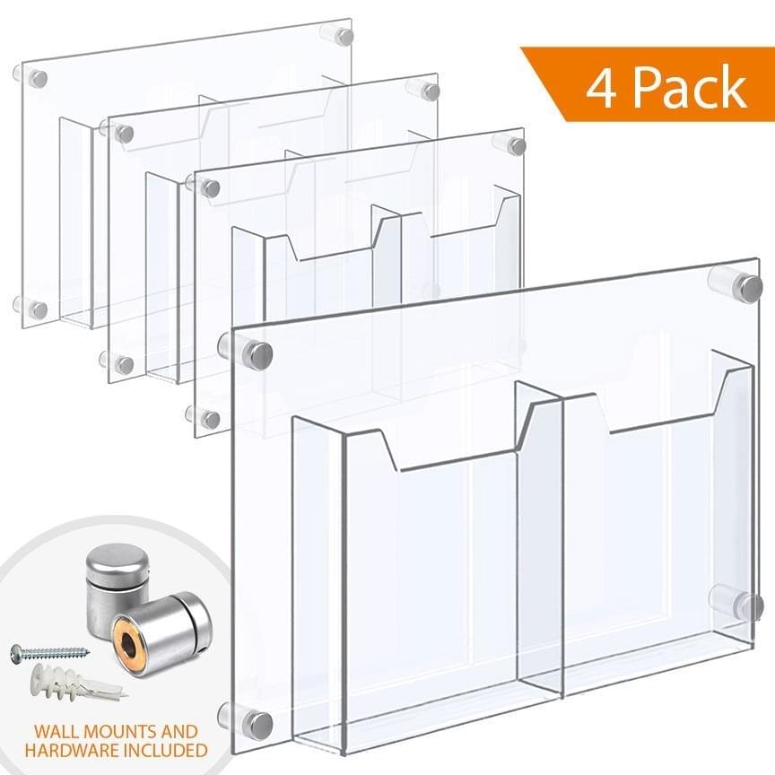 Lot of 12 Clear Acrylic Wall Mount Brochure Holder for 4" w Literature