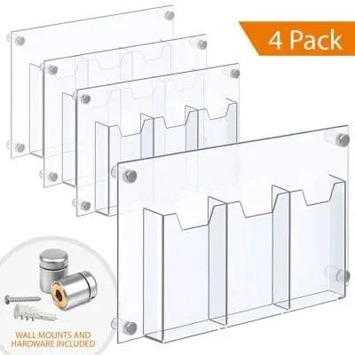 1/8″ Clear Acrylic Leaflet Dispenser / Literature Holder – Treble Pocket