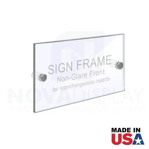 Wall Mounted Acrylic Sign Frame. Set of 1/8″ Clear & 1/8″ Non-Glare Acrylic Blanks with Laser-Cut Polished Edges