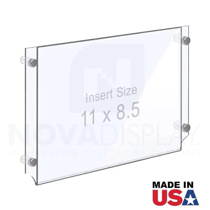 Wall Mounted Acrylic Info/Poster Holder – Clear. Insert Size: 11W x 8.5H  / QTY 4