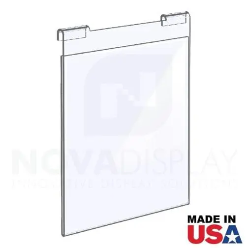 Clear Acrylic Hook-on Info/Poster Holder – Letter Format. Portrait Orientation