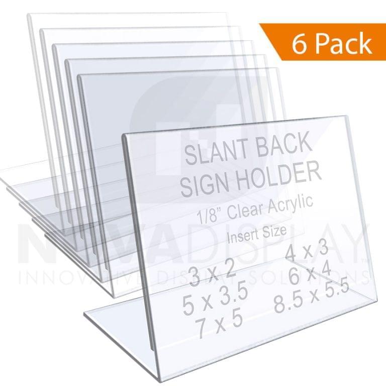 1/8" Crystal Clear Acrylic Sign Holder/Slant Back Display Easel Landscape